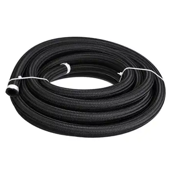 

20FT AN4 AN6 AN8 AN10 Fuel Hose Oil Gas Cooler Hose Line Pipe Tube Outside Stainless Steel Nylon Braided Inside CPE Rubber