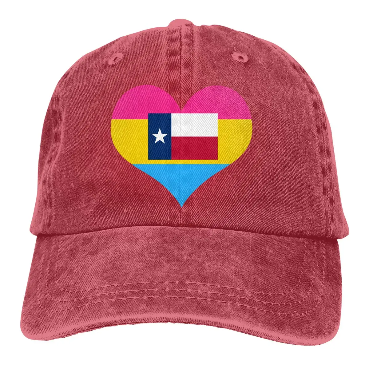 TSDFCUnisex Adjustable Yarn-Dyed Denim Baseball Caps Pansexual Heart Texas Flag Dad Hat |