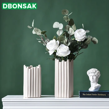 

Irregular Ceramic Vase Rectangle Ceramic Flower Pot Flower Arrangement Dried Flower Vase Living Room Table Decorative Crafts