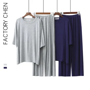 

Spring and Summer New Products WOMEN'S Pajamas Modal Three-quarter-length Sleeve Trousers Simple Comfortable Base-Tracksuit Paja