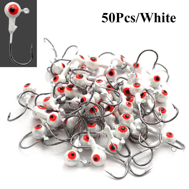 50Pcs/Lot Jig Head Hooks 1g/1.8g/3.5g/7g 5Color Saltwater Accessories Bass  Perch Fishing Hook Peche Assist Hook