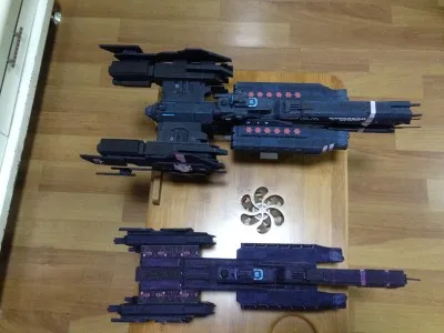 3D бумажная модель сделай сам Космический боевой корабль 1:130 4 UNSC|Картонные