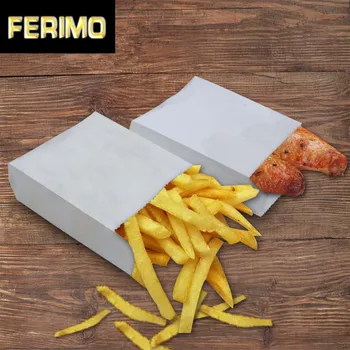 

11*4*16cm White Greaseproof Party Kraft Paper Food Packaging Bag Fried Chips Pancake Bread Snack Sandwich Hamburger Pack Bag