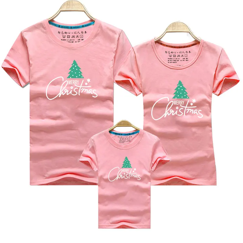 Pink Рождественская семейная одежда футболка семейная одежда Санта Клаус олень год подходящая друг к другу одежда Отец для мамы, сына, дочери мамы и ребенка малыша - Цвет: Pink