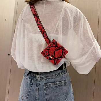 

Ladies Fashion Retro Snake Print Mini Waist Bag PU Shoulder Bag New Waist Bag Leather Belt Женская сумка 2020 New