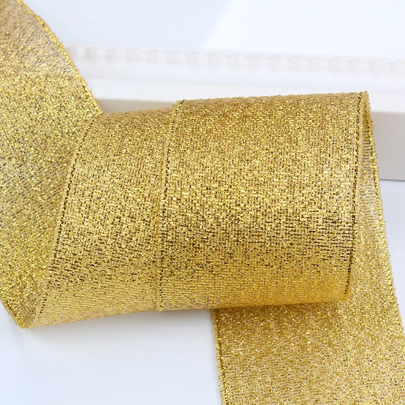 Gold Silver Glitter Silk Satin Ribbons Crafts Wedding Decorative DIY Bow Christmas Gift Wrap Decor 10Meters satin ribbons,ribbon decoration,ribbon supplies,grosgrain ribbon