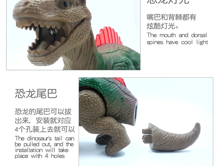 Simulation of Electric Dinosaur Toy Shining Music Electric Dinosaur CHILDREN'S Electric Toys Stall Supply of Goods Hot Selling