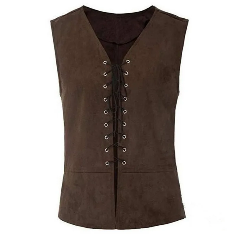 Litthing мужской Средневековый Ренессанс эдвардиан стимпанк жилет винтажный Готический пиджак-фрак Косплей Костюм - Цвет: Deep Brown