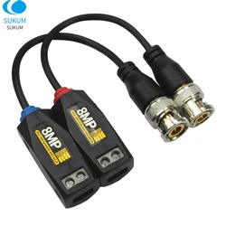 Connecteur Balun vidéo passif HD 8mp, 10 paires, câble BNC torsadé pour caméra AHD/CVI/TVI, Transmission à canal unique 