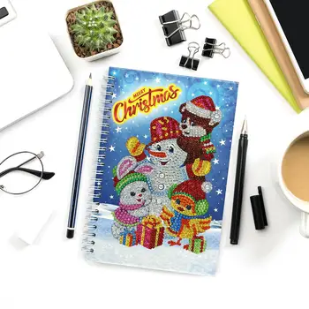 

Shirliben 5d Diy Rhinestone Cross Stitch Animal Diamond Painting Notebook Diy Craft Ring Binder Snowman Bear Notebook BZ06
