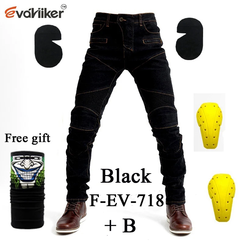 Высокое качество шорты джинсы локомотив с коленом протектор Rider брюки CE gear мотоциклетные шорты досуг культивировать старые джинсы Cow - Цвет: F-EV-718 Black B