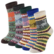 Повседневные теплые носки, женские вязаные плотные носки с лосем, 5 цветов, Милые Удобные антифрикционные рождественские женские носки, зимние