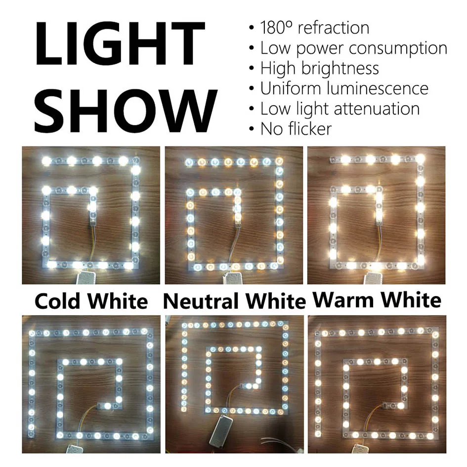 Description Picture 4 of item20W 40W LED ROOM Panel Light Module Board High Power Square Led Lamp Source Wick Remould 220V Ceiling Lights Downlight Backlight