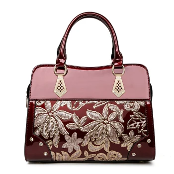 

2020 Flower Women Patent Leather Handbags Female Shoulder Bags Ladies Lacquered Luxury Wedding Messenger Crossbody Bags Fashion