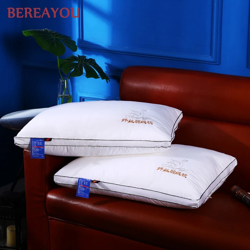 

Sleeping White Pillows Cotton Satin Feather Velvet Neck Pillow Health Memory Pillow for Bed Elastic Pillow Insert Top Quality