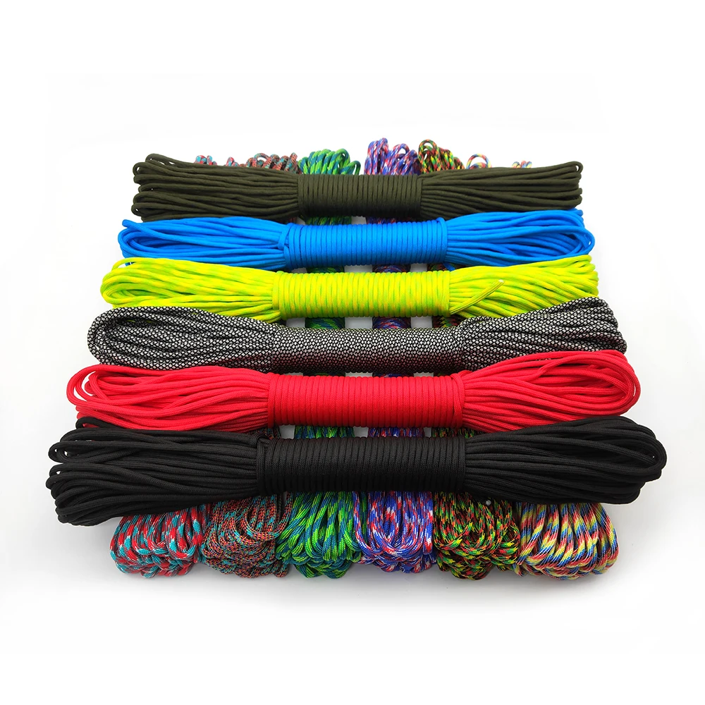 Paracord for Survival, Parachute Cord, Lanyard, Camping, Escalada, Corda, Caminhadas, Varal, 9 Núcleos de Suporte, 31 Metros, 4mm