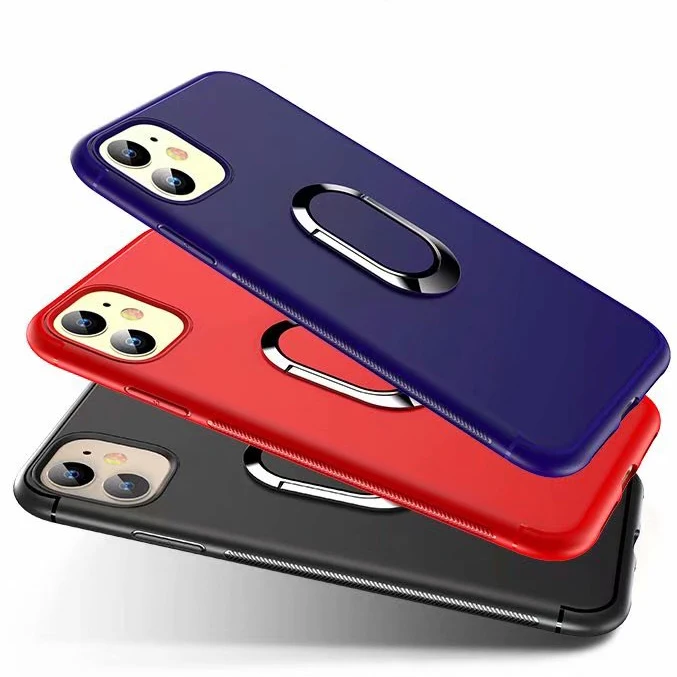 Для Apple iphone 11 чехол Мягкая силиконовая оболочка с кольцом магнитный штатив