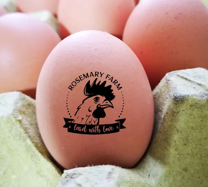 Custom Chicken fresh Egg Labels Stamp- egg Carton box Coop self ink Farm stamp - Chicken Just Laid Date - Coop Labels ink Stamp