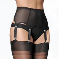 Porte-jarretelles taille haute pour femmes, Vintage, Sexy, élastique, bas, avec 6 sangles à boucles métalliques 3