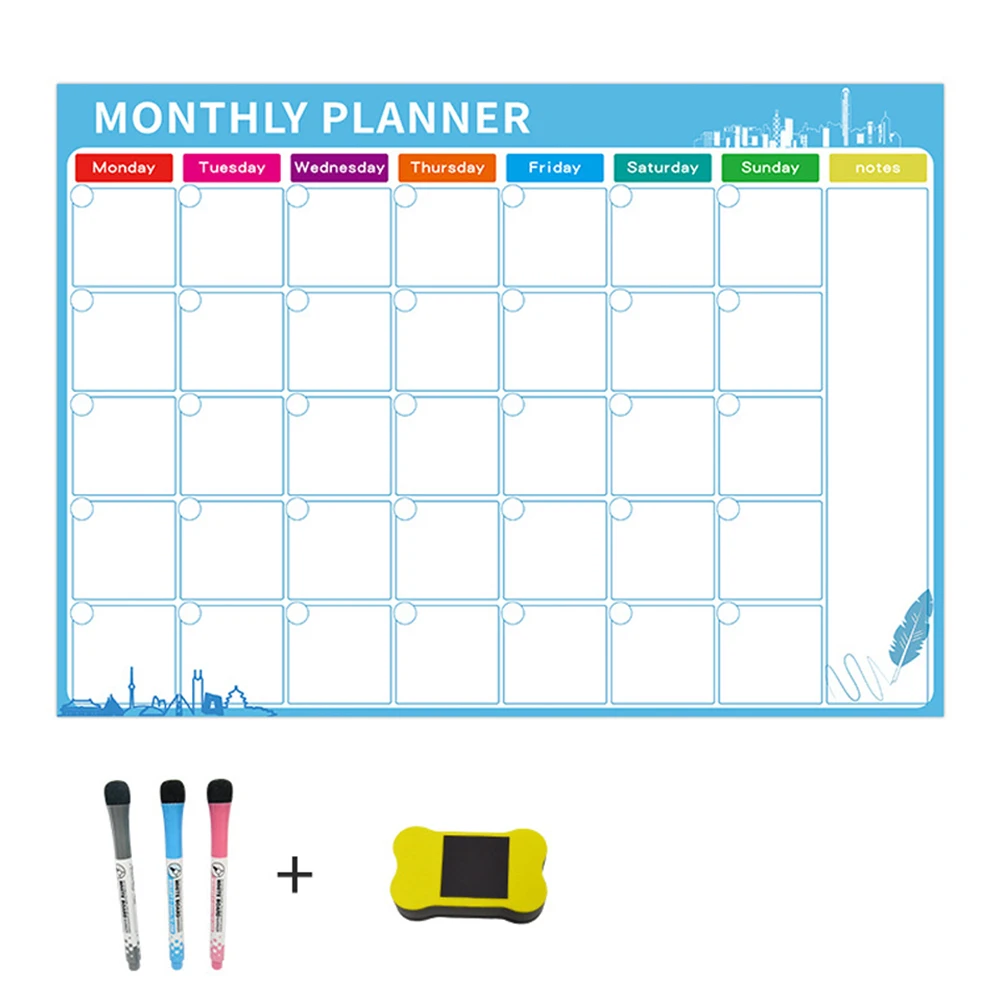 Доска ежемесячный планировщик магнитная доска для сообщений кухня ежедневная гибкая доска для заметок на холодильник магнит Рисование календарь - Цвет: 29.7x42cm