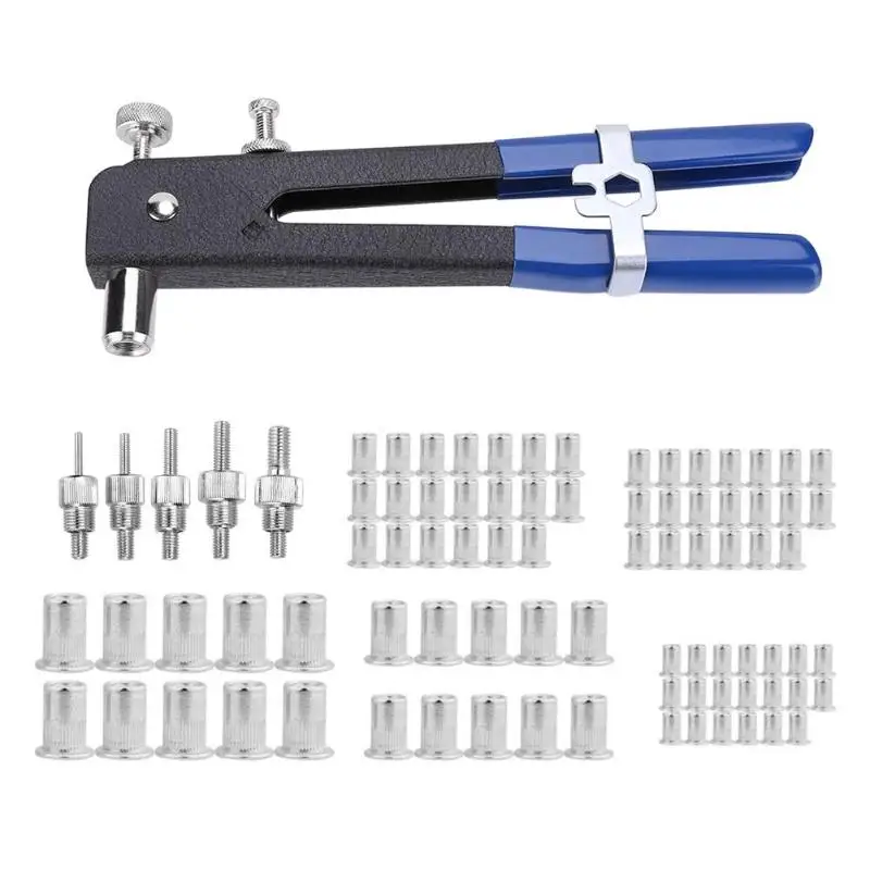 

86pcs M3-M8 Hand Riveter Nut Rivet Gun Kit Threaded Nut Rive Tool with Rivnut Nutsert Riveting Kit for Household Repair Tools