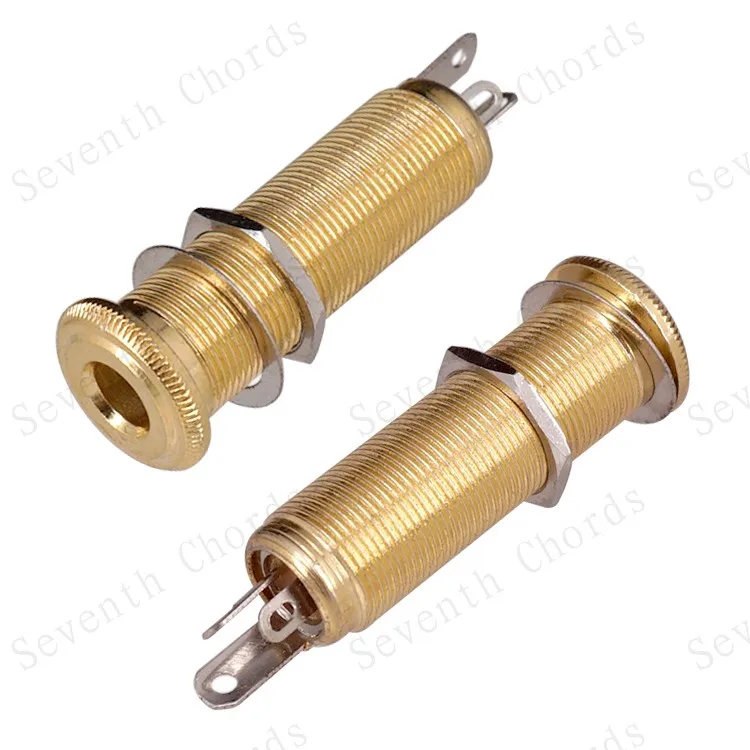 

2 Pcs 1/4" 6.35mm Gold Brass Threaded Cylinder Jack output Input Plug Socket for Guitar Bass Pickup