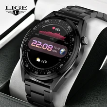 

LIGE Men Bluetooth Call Smart Watch Heart Rate Blood Pressure Music Fitness Tracker Smart Clock For Android IOS Men Sport Watch