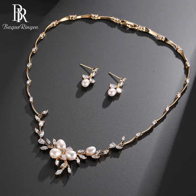 

Bague Ringen Trendy Jewelry Set For Women Female Wedding Fashion Jewelry Gemstones Earrings Pearl Necklace Delicate Gifts