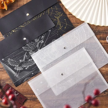 

1 Pcs Crane Whale Starry Sky Transparent PP Document Bags File Folder Storage Organizer School Stationery Gifts