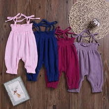 Г. Летние детские бандажные комбинезоны без рукавов для маленьких девочек, комбинезон для маленьких девочек хлопковый однотонный комбинезон на бретельках