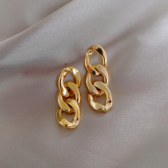 Chain Earrings 2021 New Styles Acrylic Drop Earrings Gold Color Asymmetric Earrings For Women  Party Jewelry Gift