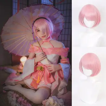 

Cosplay Pink Wig Anime Starting Life In Another World Ram Rem Character Play Wigs Cap Of Boy Girls Heat Resistant Synthetic Hair
