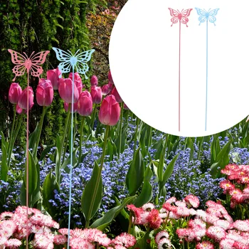 

2pcs Butterfly Shaped Garden Ornaments Decorative Plug-in Decorations(Pink Blue)