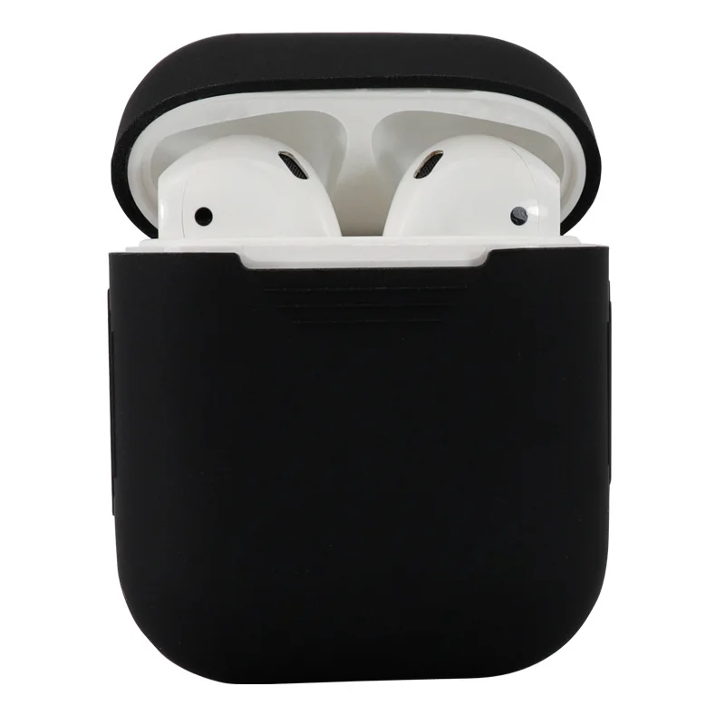 Мягкий силиконовый чехол, наушники для Apple Airpods, чехол, Bluetooth, беспроводные наушники, защитный чехол, коробка для Air Pods, наушники, сумка - Цвет: Черный