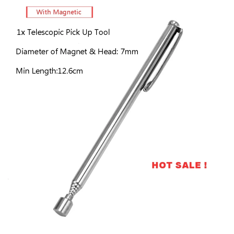 

Mini 1PC Portable Telescopic Magnet Magnetic Pen Pick Up Nuts and Bolts Promotion Handheld Tools Adjustable Length Silver Tone