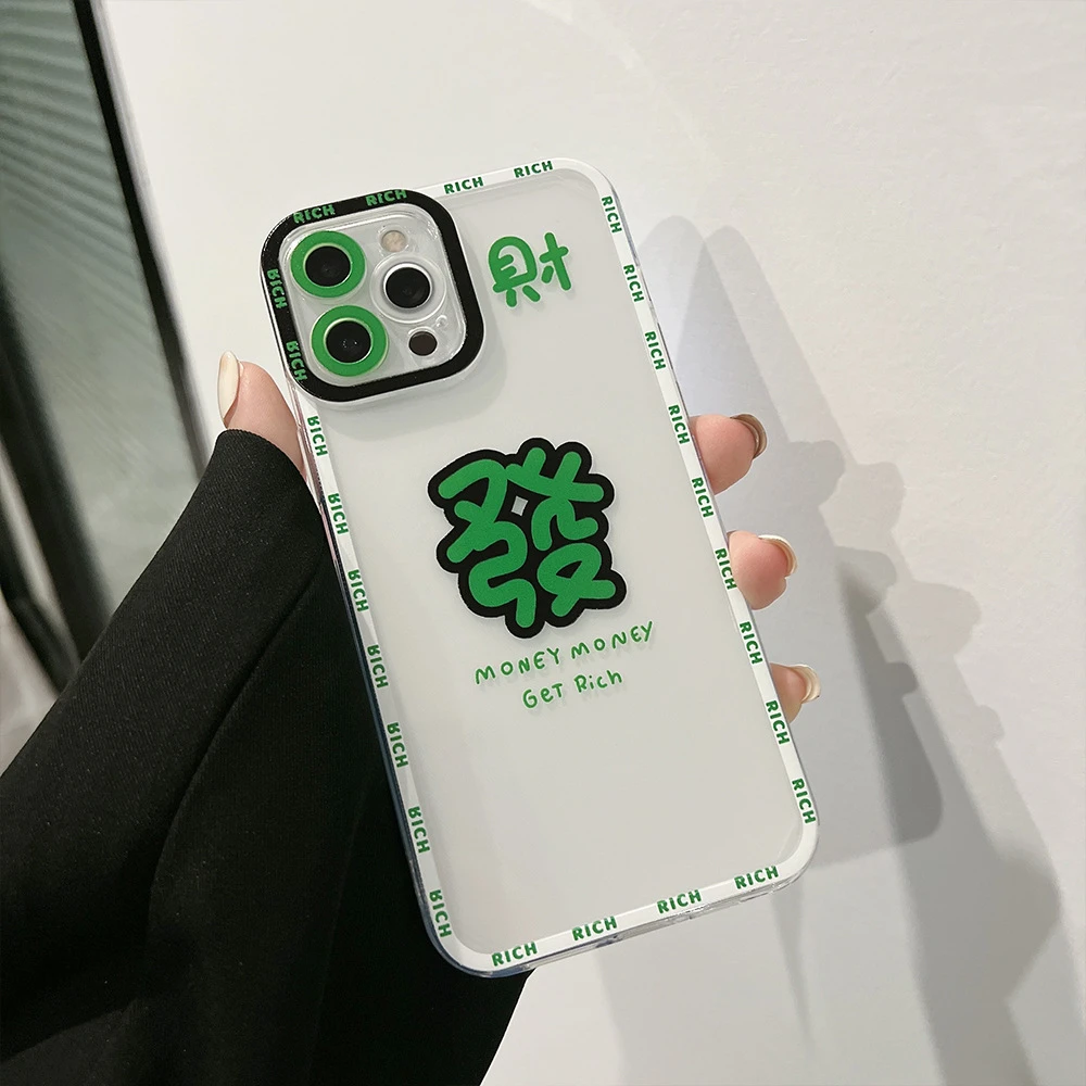レトログリーンラッキーチャーム透明電話ケースiphone 13 11 12プロマックスxr Xs最大7 8プラスxレンズ保護ケースかわいいカバー Phone Case Covers Aliexpress