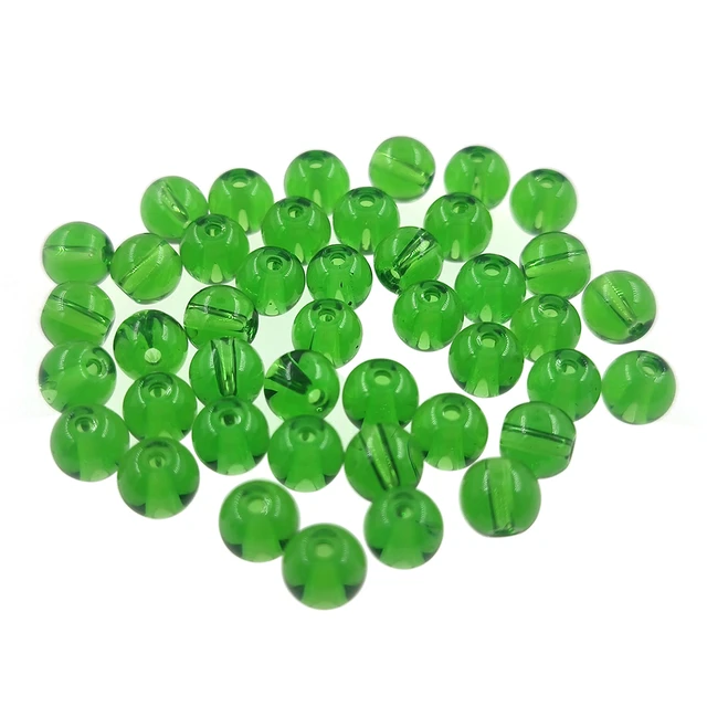50-pack Round Glass Beads 8mm 6mm Brass Tackle Sea Fishing Beads Carp  Fishing Accessories for