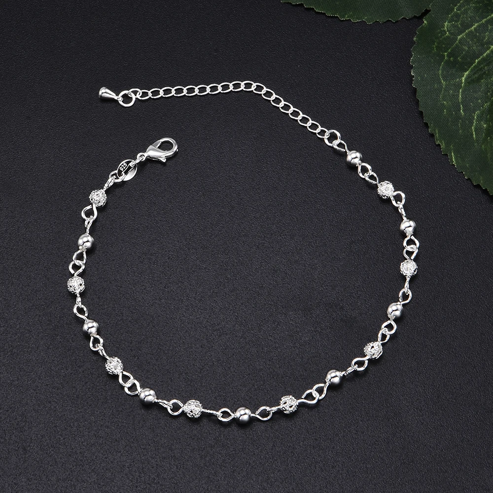 Новые популярные браслеты с шариками для женщин, серебряные ювелирные изделия, вечерние подарки для девочек, простые браслеты, браслеты с подвесками