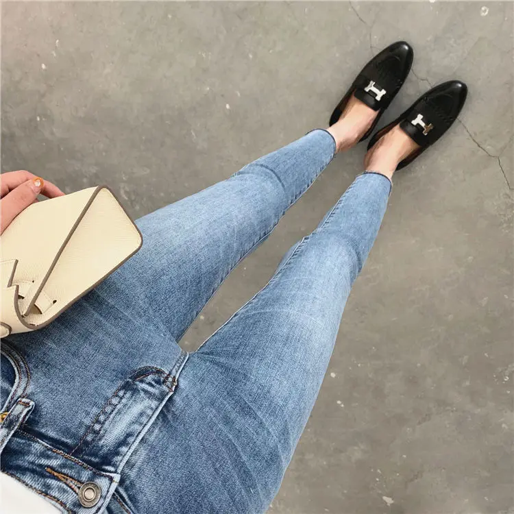 Stretchable High Waist Skinny Ankle Length Jeans For Women Streetwear Casual Slim Pencil Jeans Ladies Long Denim Pants