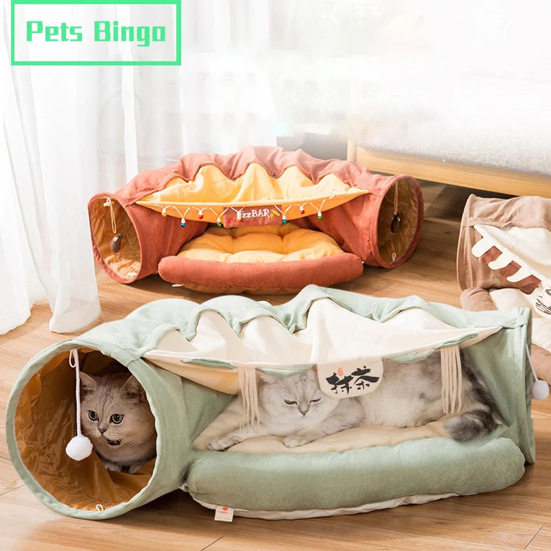 

Pets Bingo 126cm Collapsible Cat Tunnel Removable Pet Interactive Play Toys Multifunctional Pet Bed for Small Pet Supplies