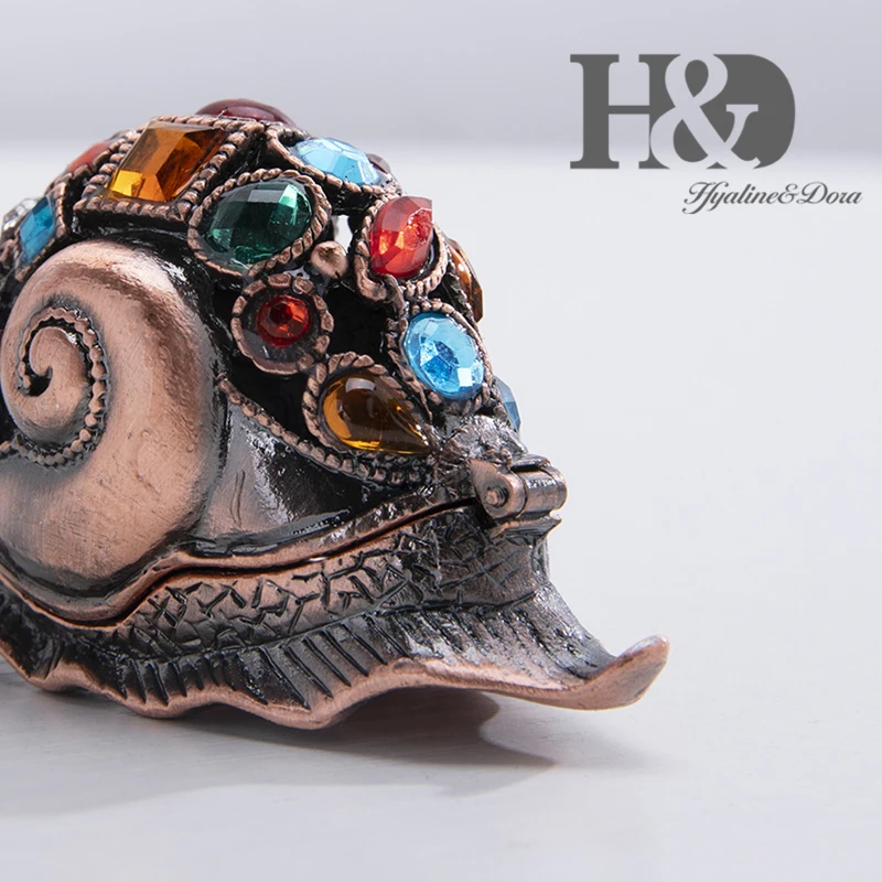 H& D драгоценный камень Ювелирная фигурка улитки безделушки коробки шарнирные эмалированные животные ювелирные изделия Коллекционная коробка Рождественское украшение орнамент для дома