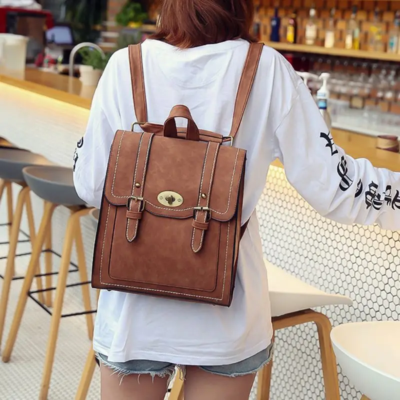 

Vintage Women Backpack Pu Leather Backpacks For Teenage Girls School Shoulder Bag Bagpack F42A