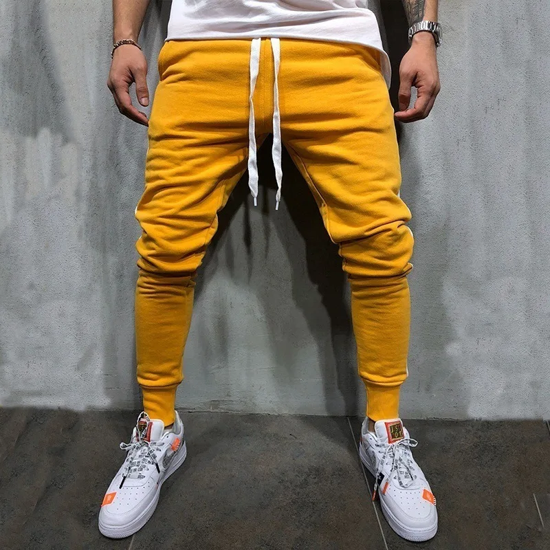 Men's Fashion Contrast Color Stitching High Quality Brand Men Pants Casual Elastic Pants Bodybuilding Sweatpants Joggers Pants