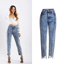 Женские прямые джинсы BF Wind с высокой талией, удобные Необычные брюки, свободные брюки для мамы в ковбойском стиле