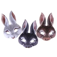 Вечерние 3D маски кролика с заячьими ушками и животными, EVA, черно-белые, для взрослых, аниме, маскарад, маскарад, Хэллоуин, косплей, костюм