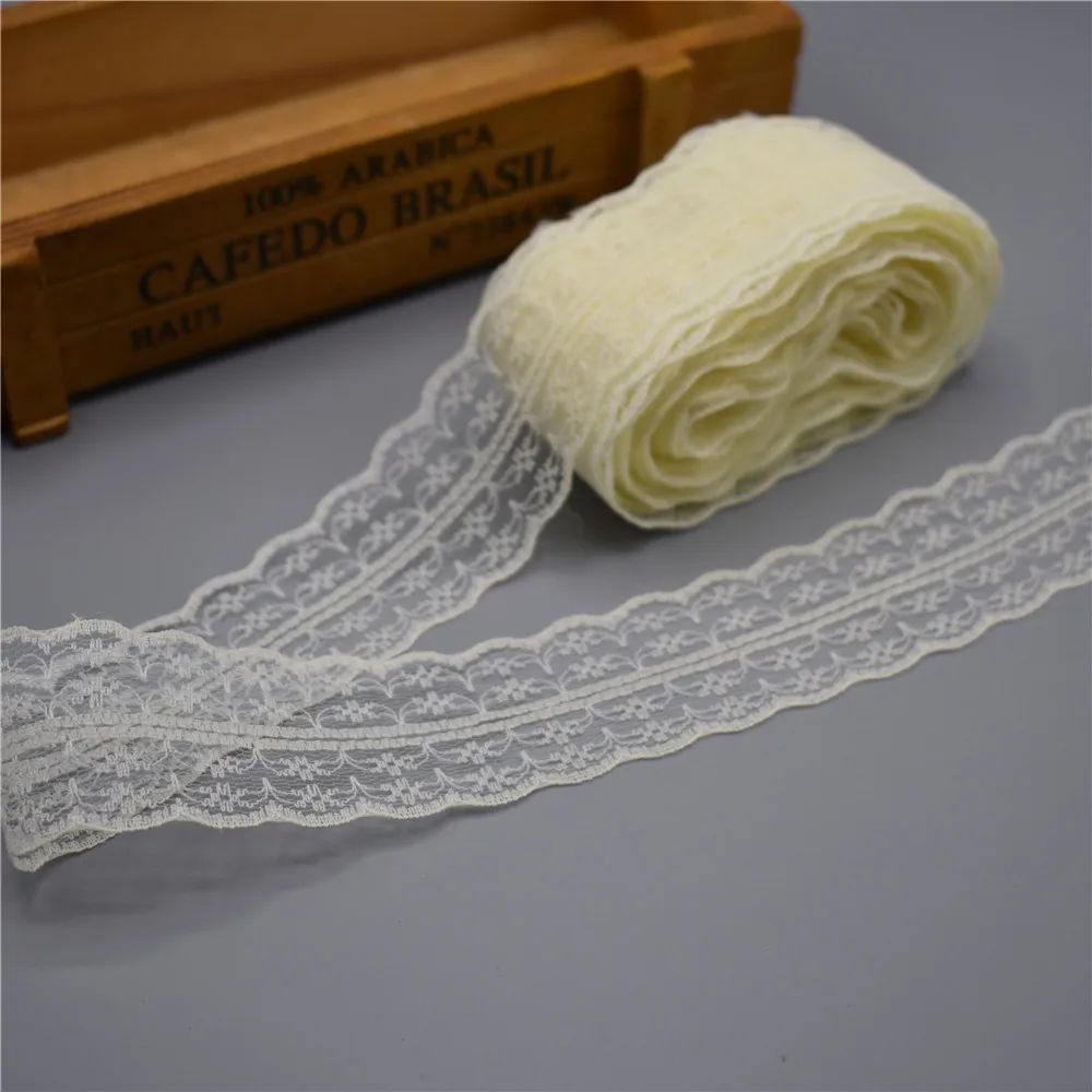 Lace Ribbon 10Yards 4.5cm DIY Apparel Sewing Fabric White Black Blue Pink Purple Red Trimming Gift Packaging