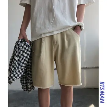 

2020 Summer New Youth Popular Men's Solid Color Loose Raw Five-point Pants Fashion Casual Casual Shorts Khaki / Army Green/Black