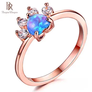 

Bague Ringen 100% Real 925 Silver Ring Opal Rings For Women Blue/Purple/White Stone Fashion Jewelry Wedding Party Female Gift
