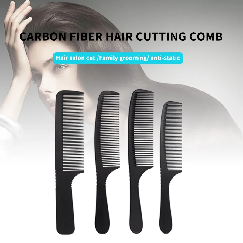 

High Quality Black Carbon Fiber Hair Straightener Comb Salon Hairdressing Antistatic Comb For Barber Hair Cutting