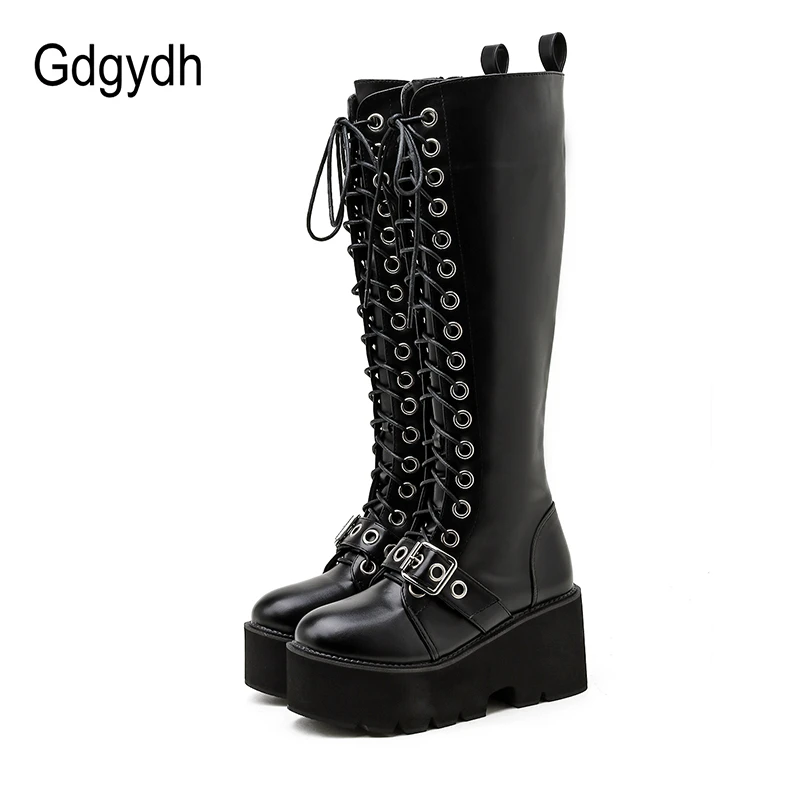 Knee high black platform boots Outlet